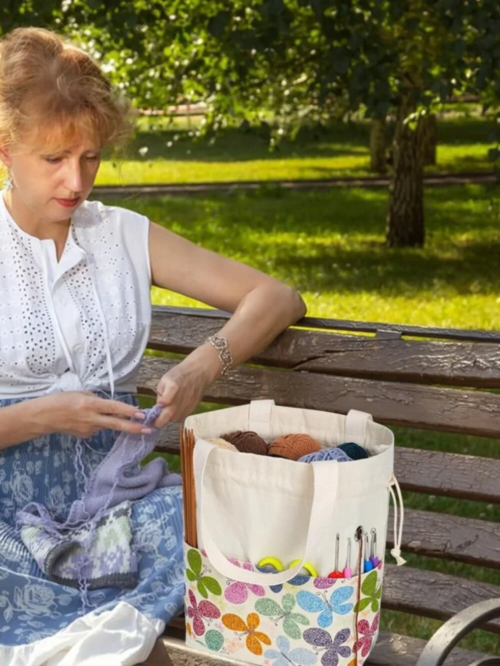 Yarn Bag, Knitting Crochet Tote Bag, Yarn Storage Bags Organizer, Crochet Bags f - Picture 9 of 9